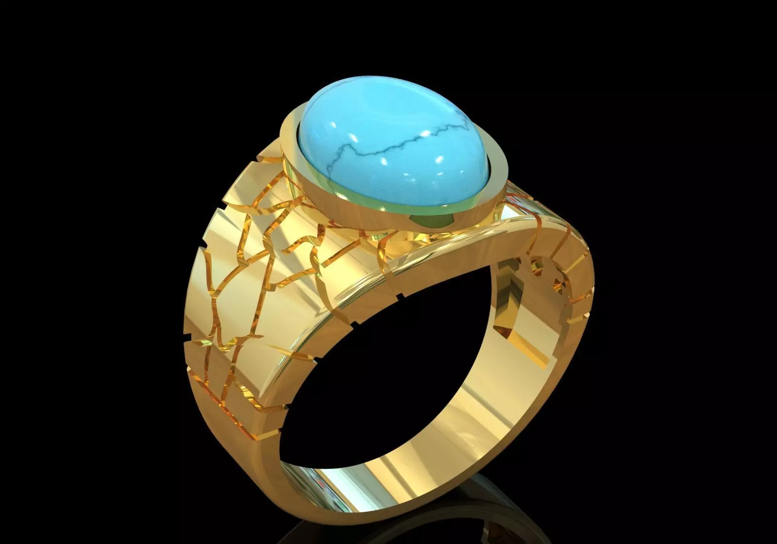 The Oval Cabochon Mens STL 3D Ring Collection _131