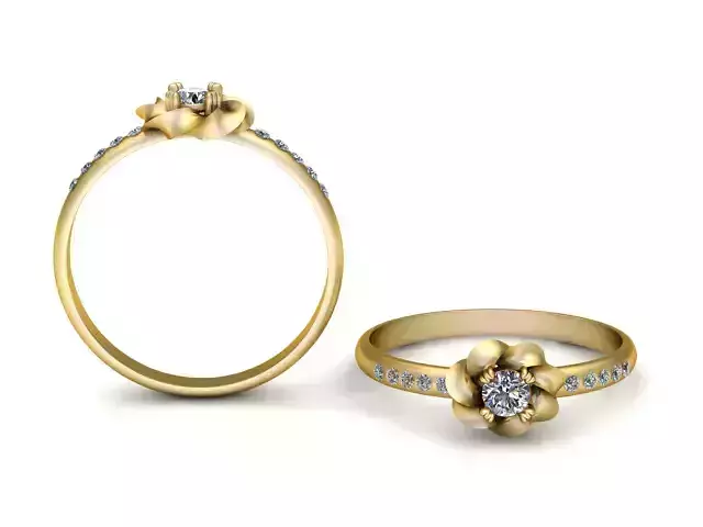 Floral Petal Solitaire Ring  3D Printable Model