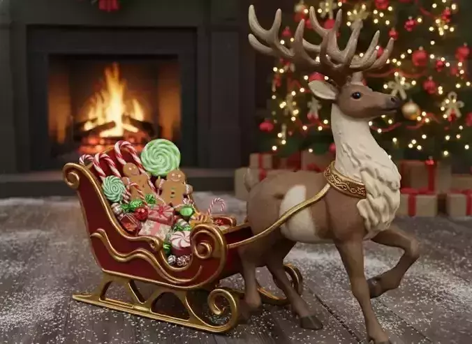 Christmas Reindeer and Sleigh