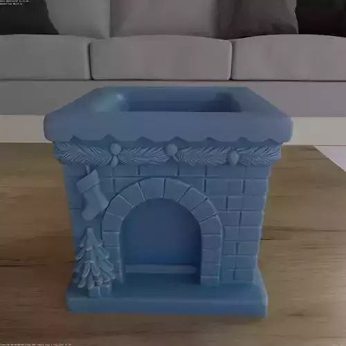 Christmas Fireplace Planter and Candy Holder STL