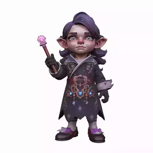 Enchanting Shimmering Gnome Illusionist in WoW Style 3D Model