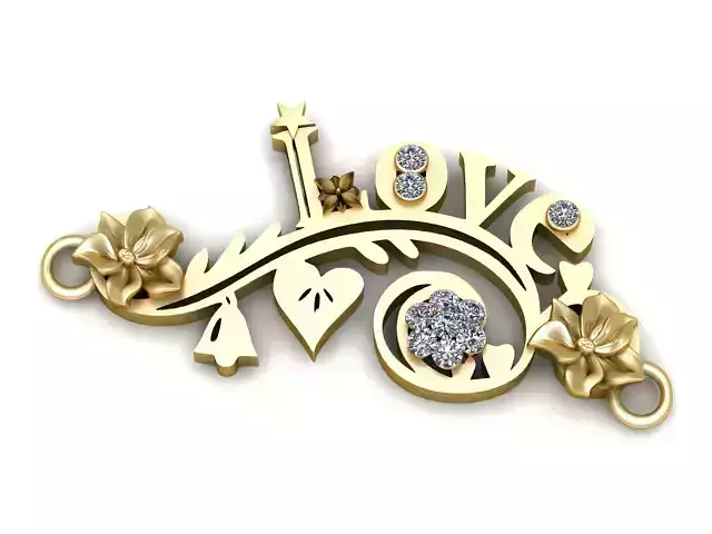 Floral LOVE Pendant  3D Printable  Design