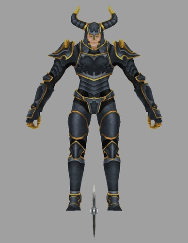 Combatant armored knight with golden horns Low-poly 3D model