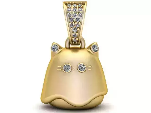 Cute Cat Ghost Pendant 3D Printable Model