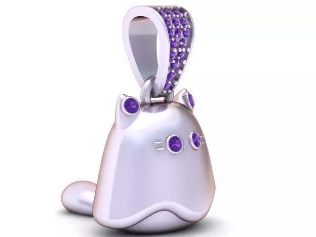 Cute Cat Ghost Pendant 3D Printable Model 3D print model_2