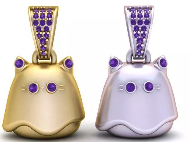 Cute Cat Ghost Pendant 3D Printable Model 3D print model_3