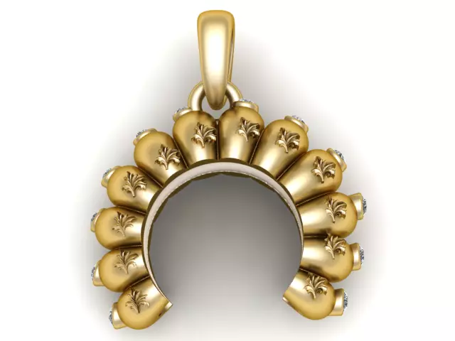 Golden Crescent Pendant 3D Printable Jewelry Model 3D print model