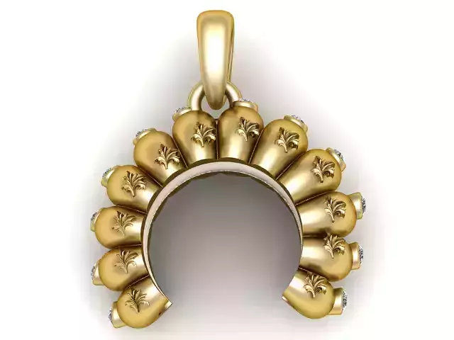 Golden Crescent Pendant  3D Printable Jewelry Model