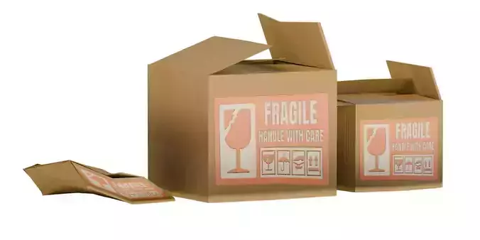 Cardboard Boxes Realistic Low Poly Game Ready