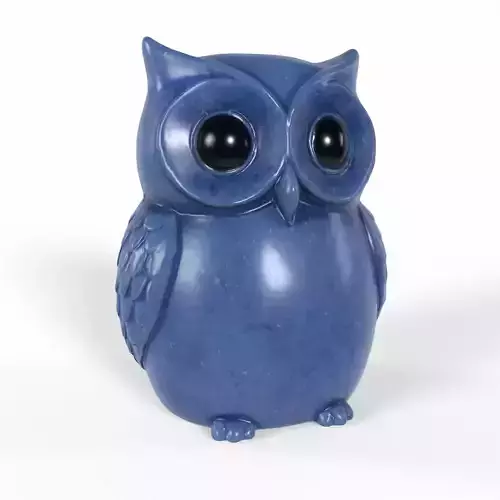 Blue Stone Owl Decoration 3D Model