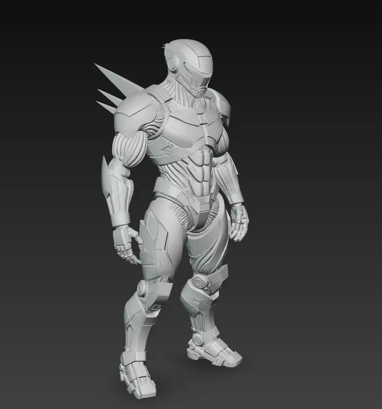 Shadow Enforcer - Futuristic Black Mech Soldier 3D Model 3D print model_9