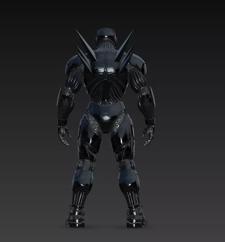 Shadow Enforcer - Futuristic Black Mech Soldier 3D Model 3D print model_12