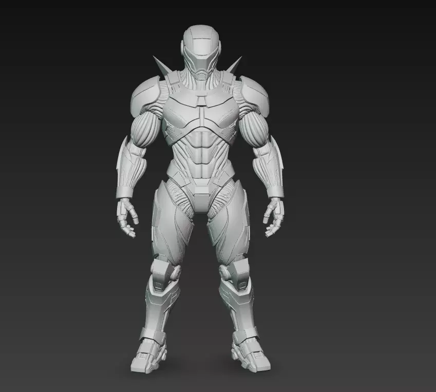 Shadow Enforcer - Futuristic Black Mech Soldier 3D Model 3D print model_1