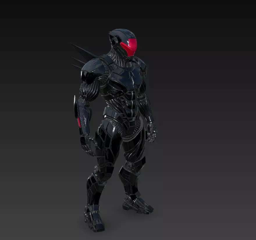 Shadow Enforcer - Futuristic Black Mech Soldier 3D Model 3D print model_8