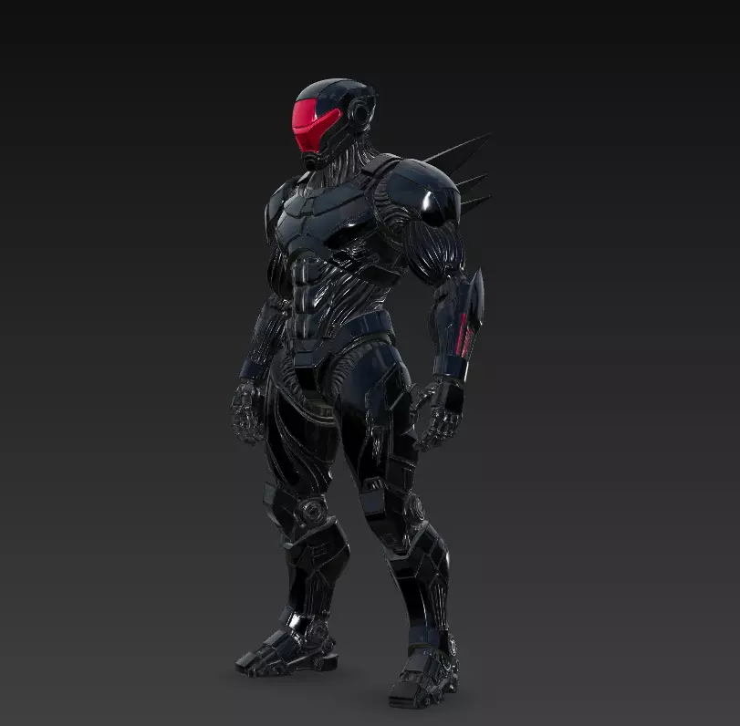 Shadow Enforcer - Futuristic Black Mech Soldier 3D Model 3D print model_4