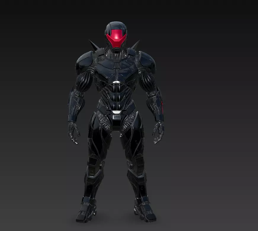 Shadow Enforcer - Futuristic Black Mech Soldier 3D Model 3D print model_0