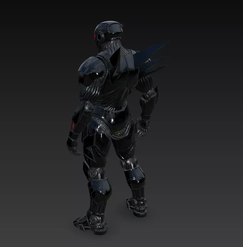 Shadow Enforcer - Futuristic Black Mech Soldier 3D Model 3D print model_10