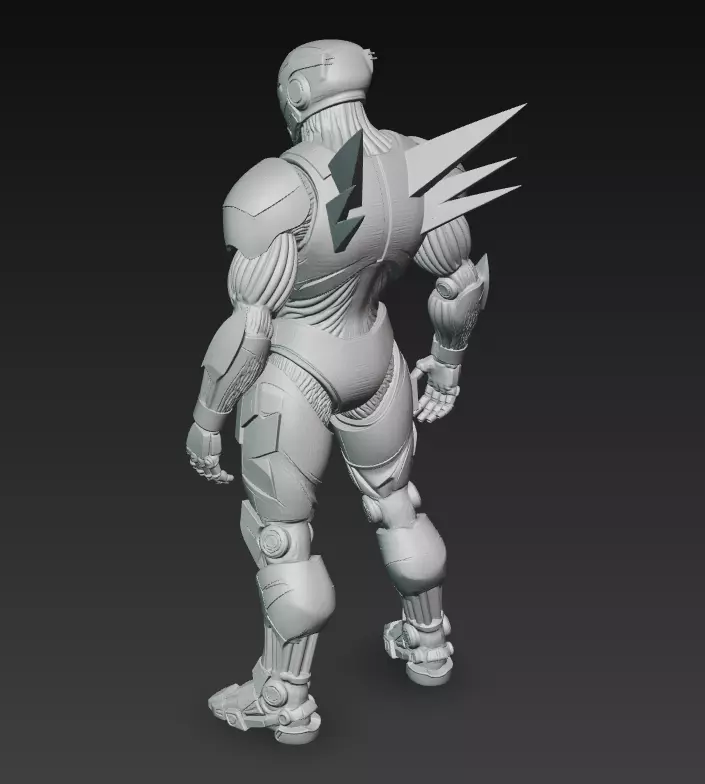 Shadow Enforcer - Futuristic Black Mech Soldier 3D Model 3D print model_11