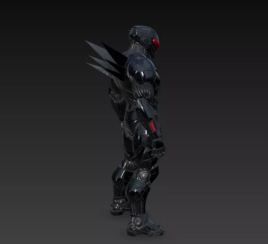 Shadow Enforcer - Futuristic Black Mech Soldier 3D Model 3D print model_14