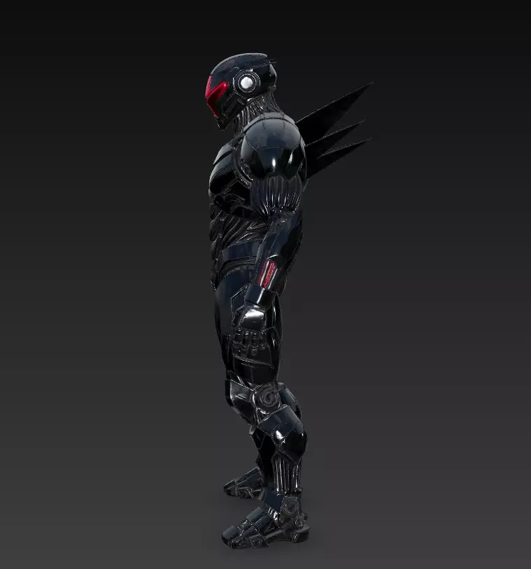 Shadow Enforcer - Futuristic Black Mech Soldier 3D Model 3D print model_6