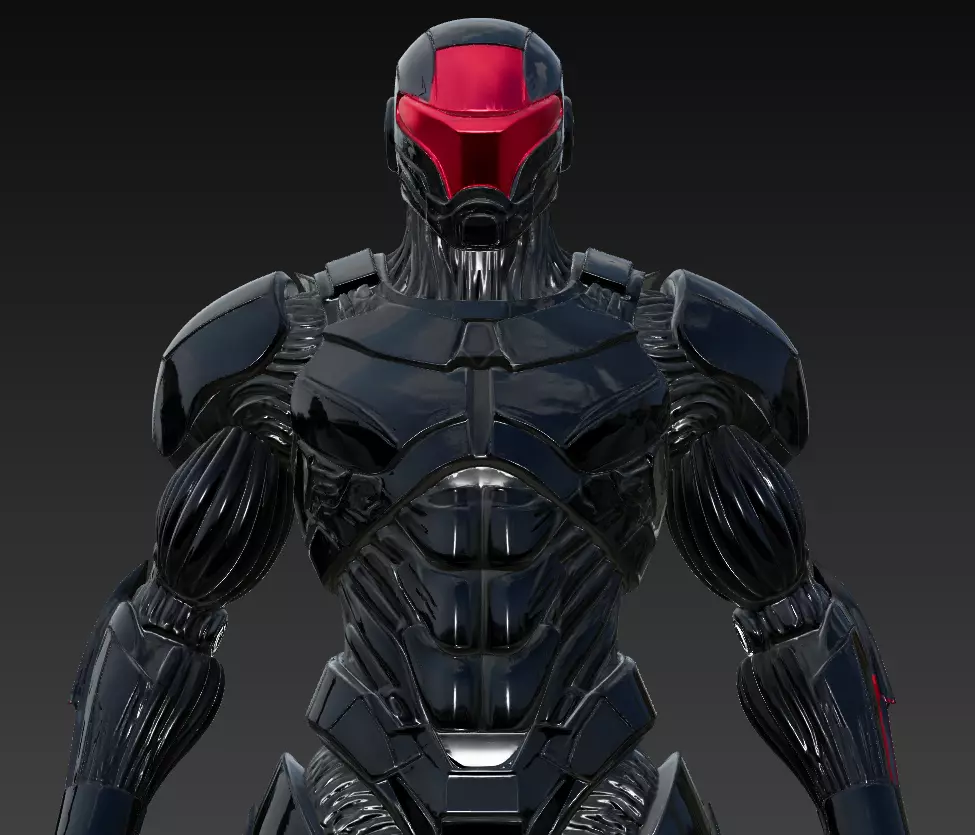 Shadow Enforcer - Futuristic Black Mech Soldier 3D Model 3D print model_2