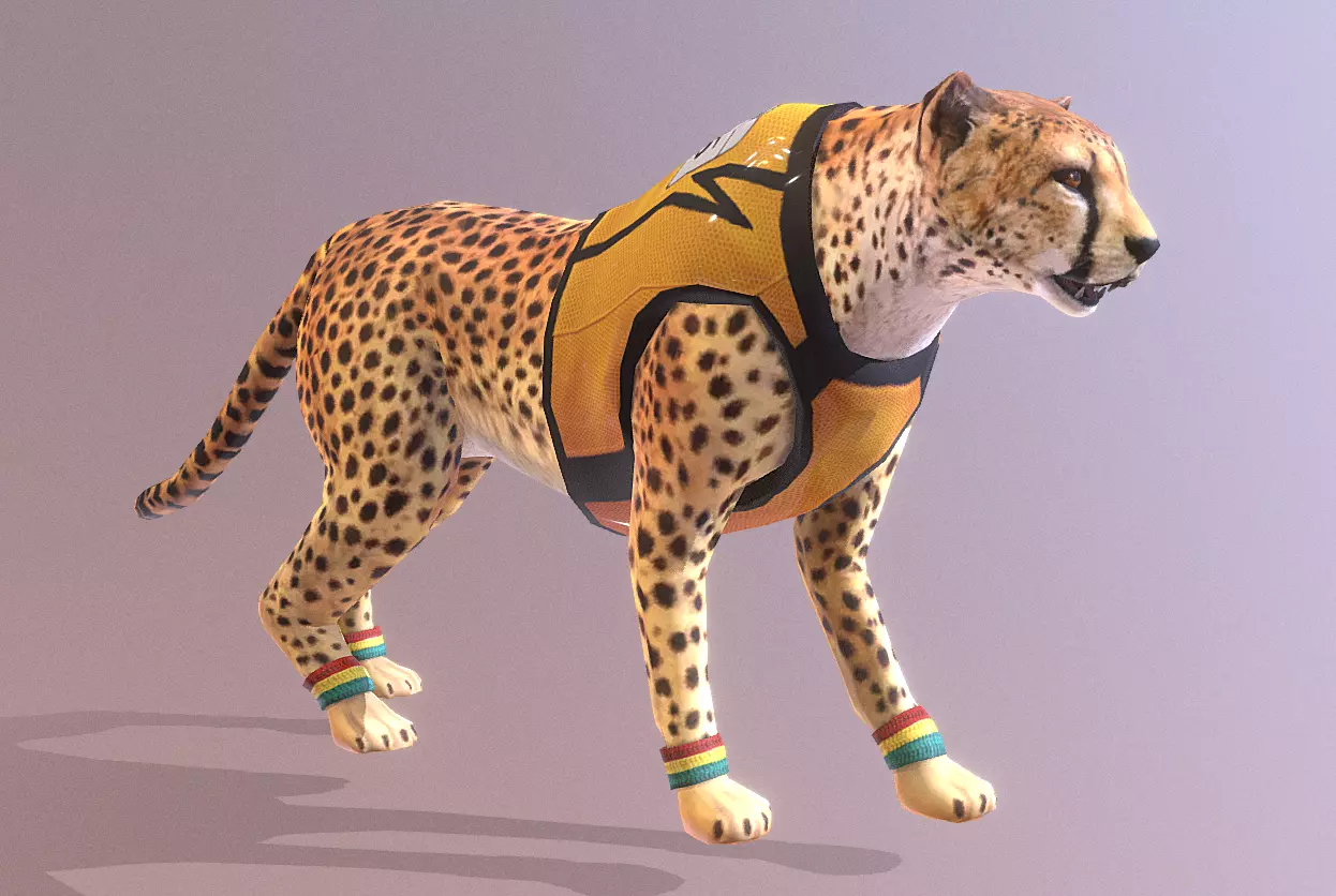 RACER African CHEETAH IDLE Fbx Pbr Animated 3D model_0