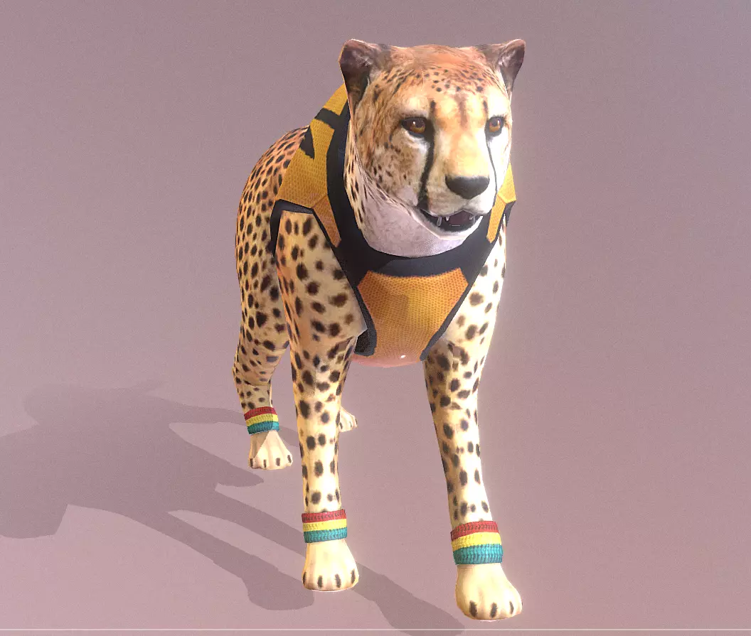 RACER African CHEETAH IDLE Fbx Pbr Animated 3D model_2