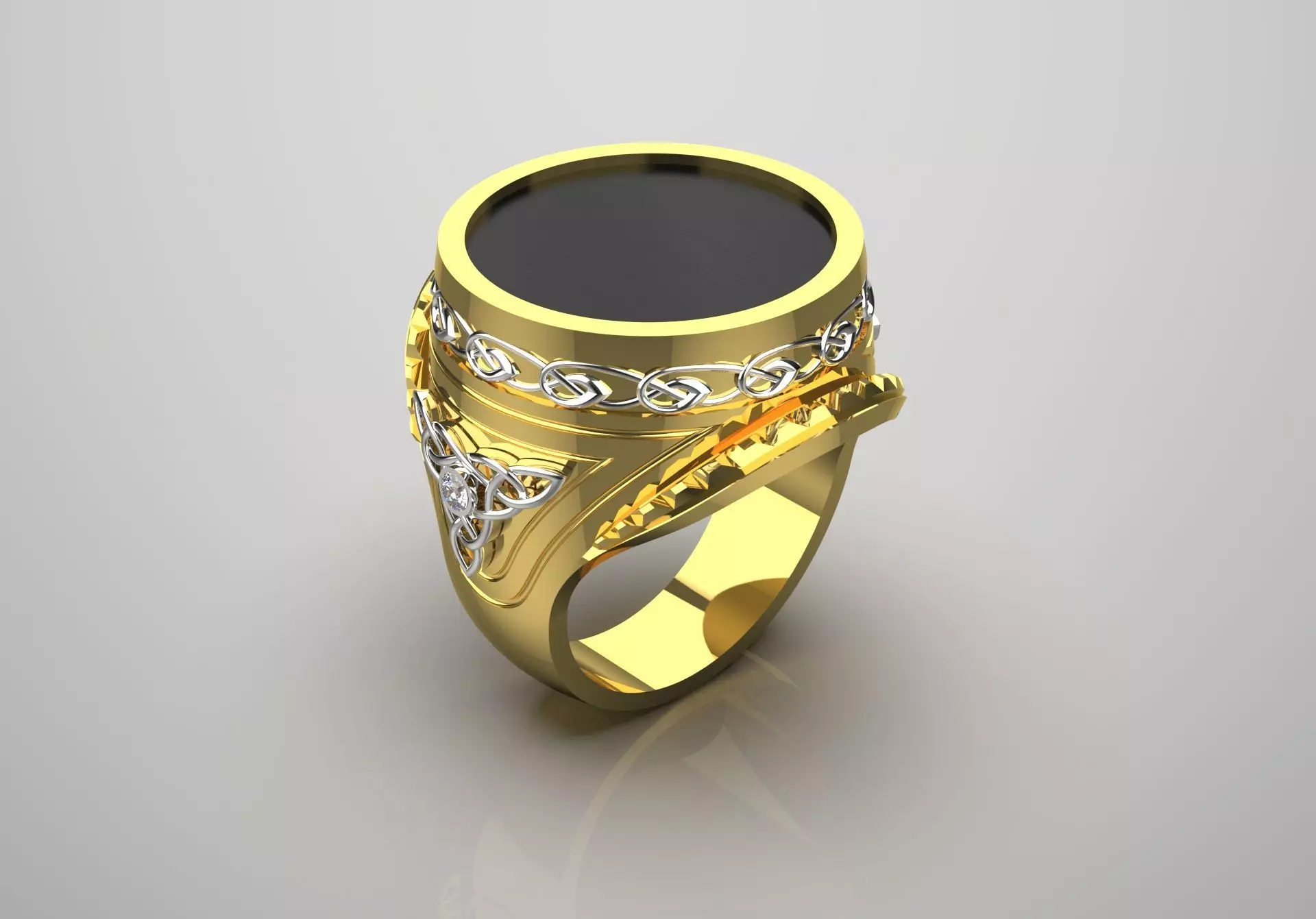 Black and Gold Contrast Mens stl 3d Ring Collection _13