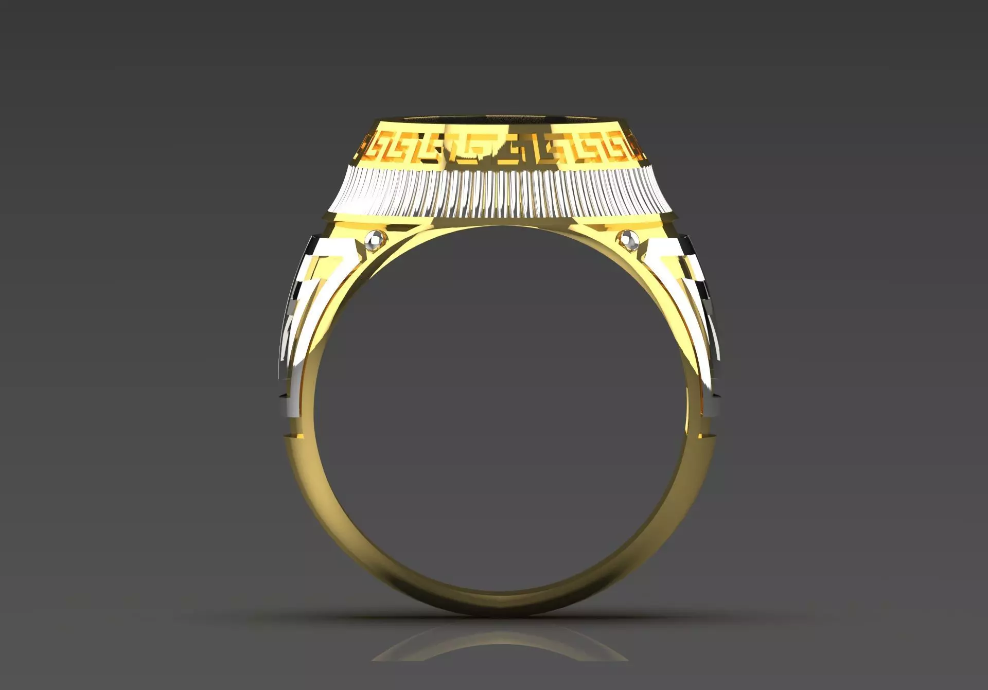Black and Gold Contrast Mens stl 3d Ring Collection _21