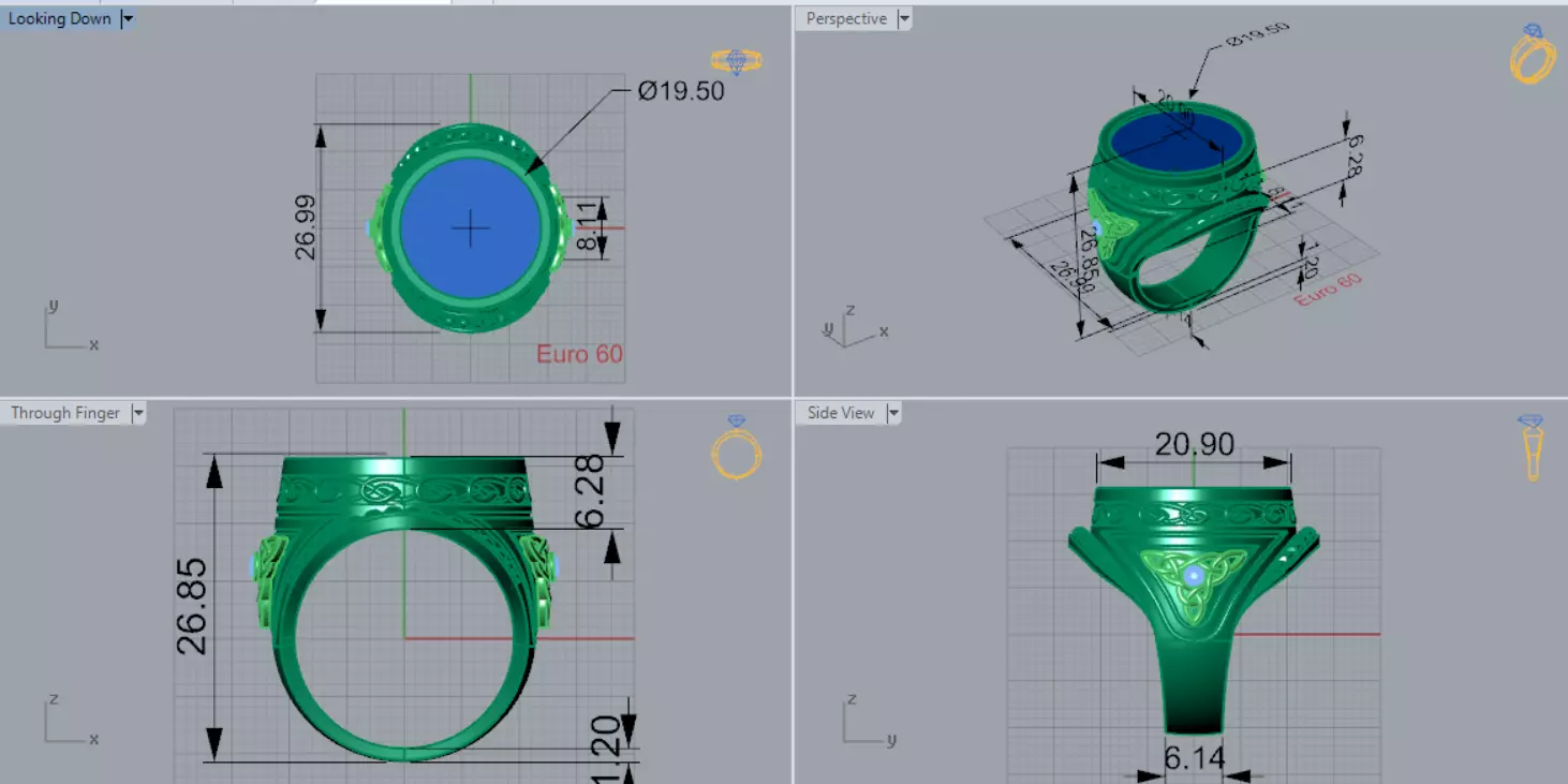 Black and Gold Contrast Mens stl 3d Ring Collection _18