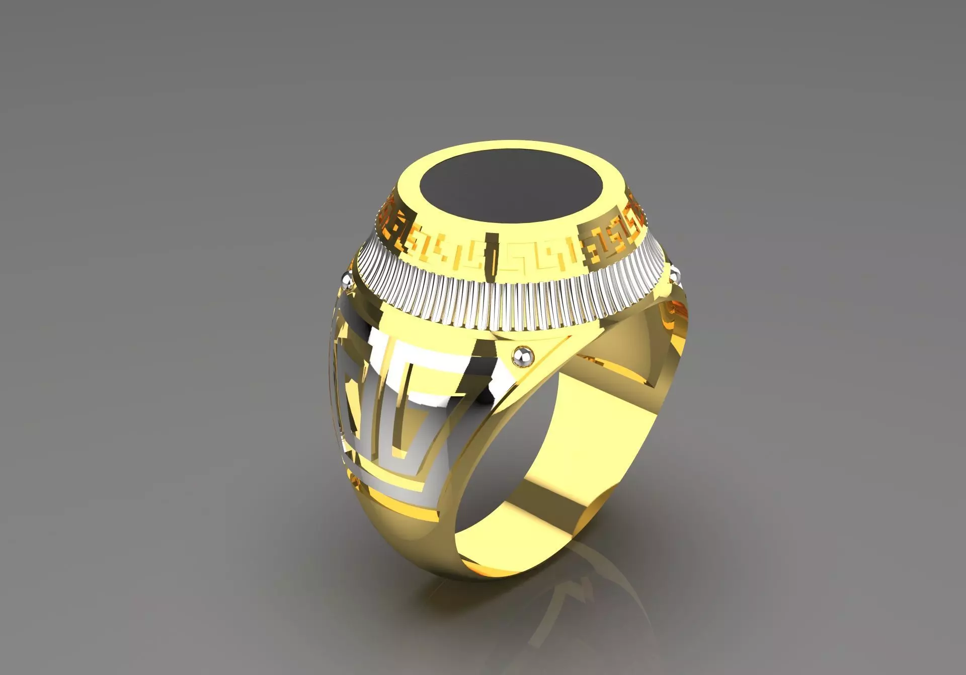 Black and Gold Contrast Mens stl 3d Ring Collection _20