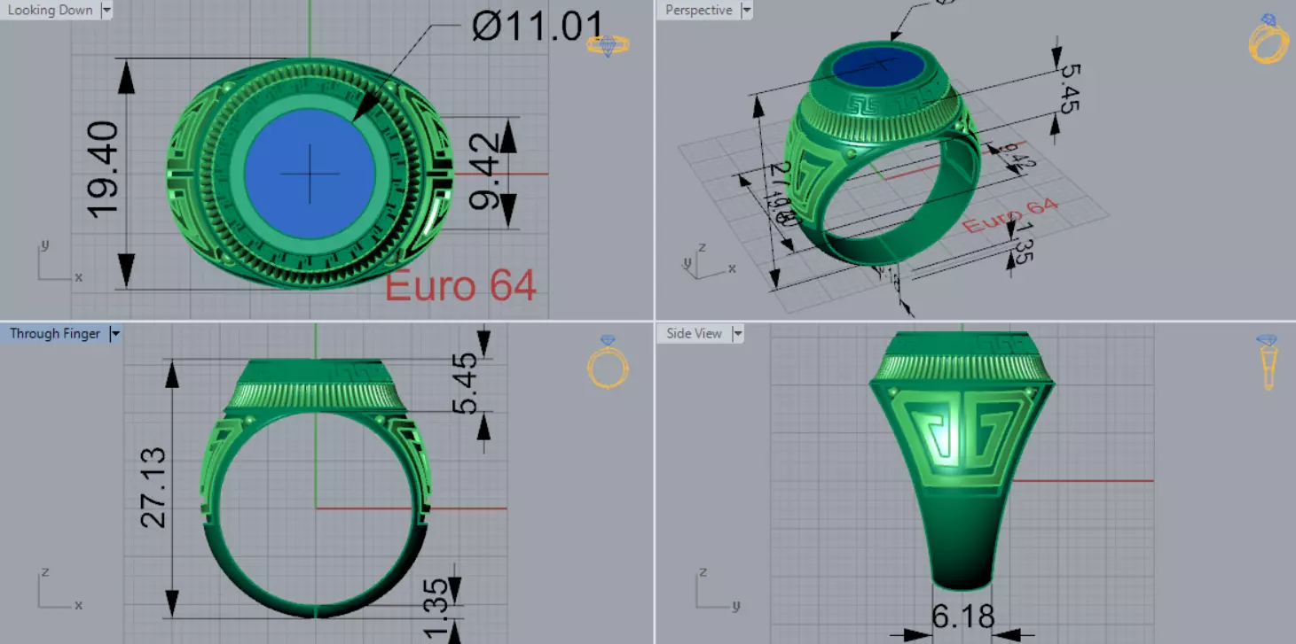 Black and Gold Contrast Mens stl 3d Ring Collection _25
