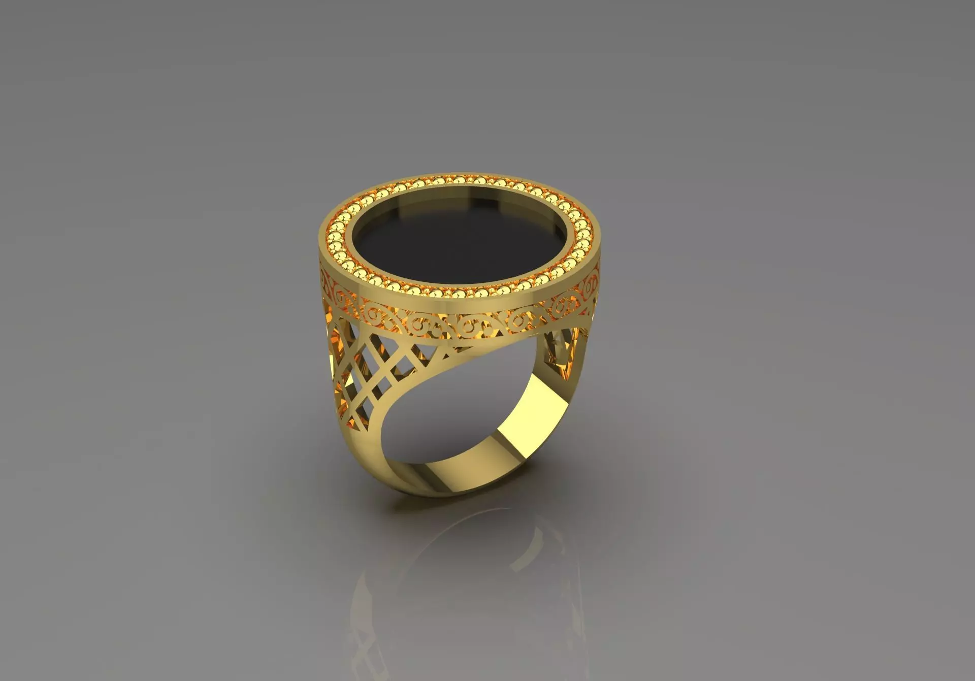 Black and Gold Contrast Mens stl 3d Ring Collection _26