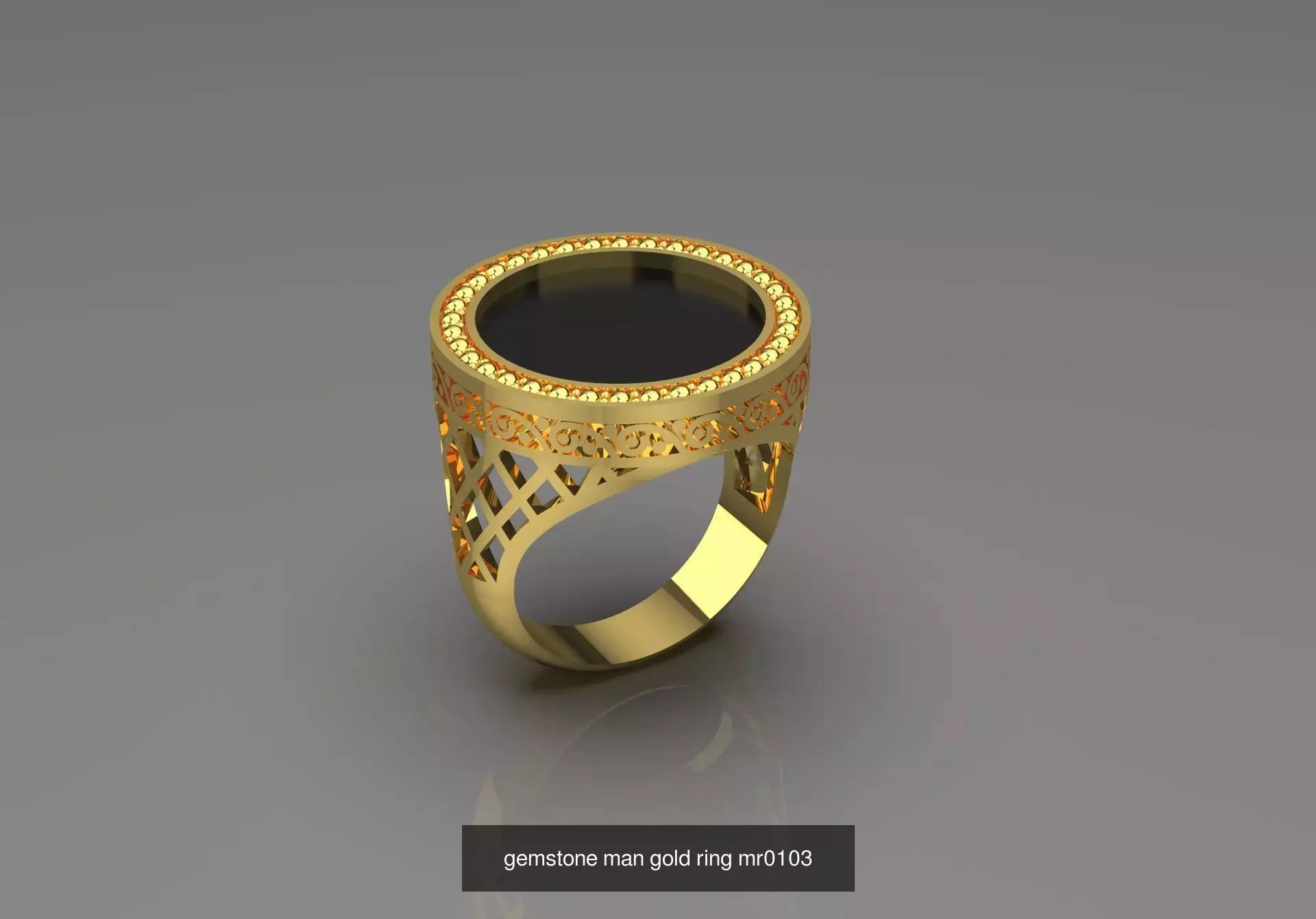 Black and Gold Contrast Mens stl 3d Ring Collection _3
