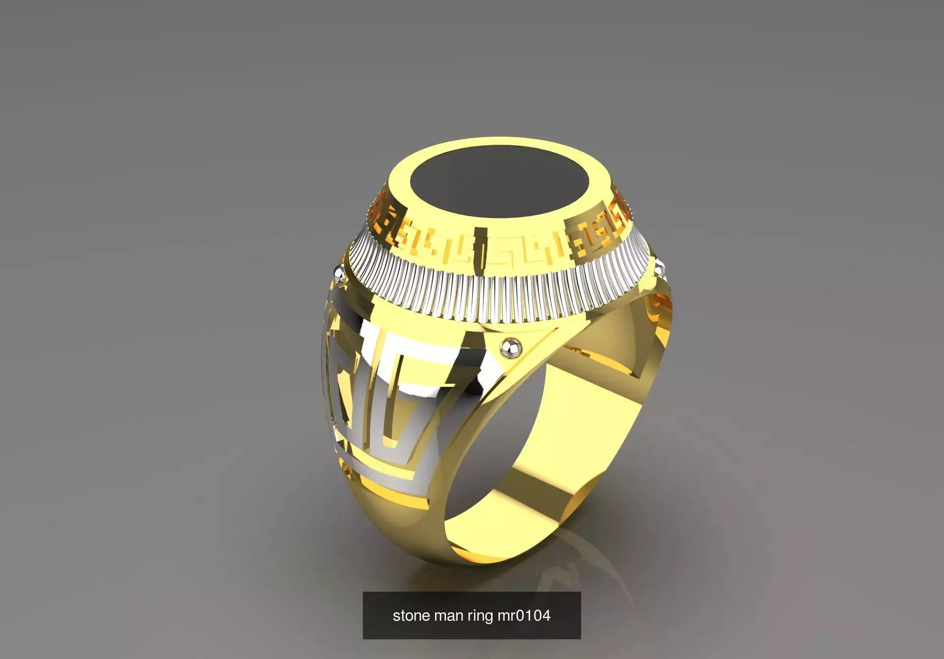 Black and Gold Contrast Mens stl 3d Ring Collection _2