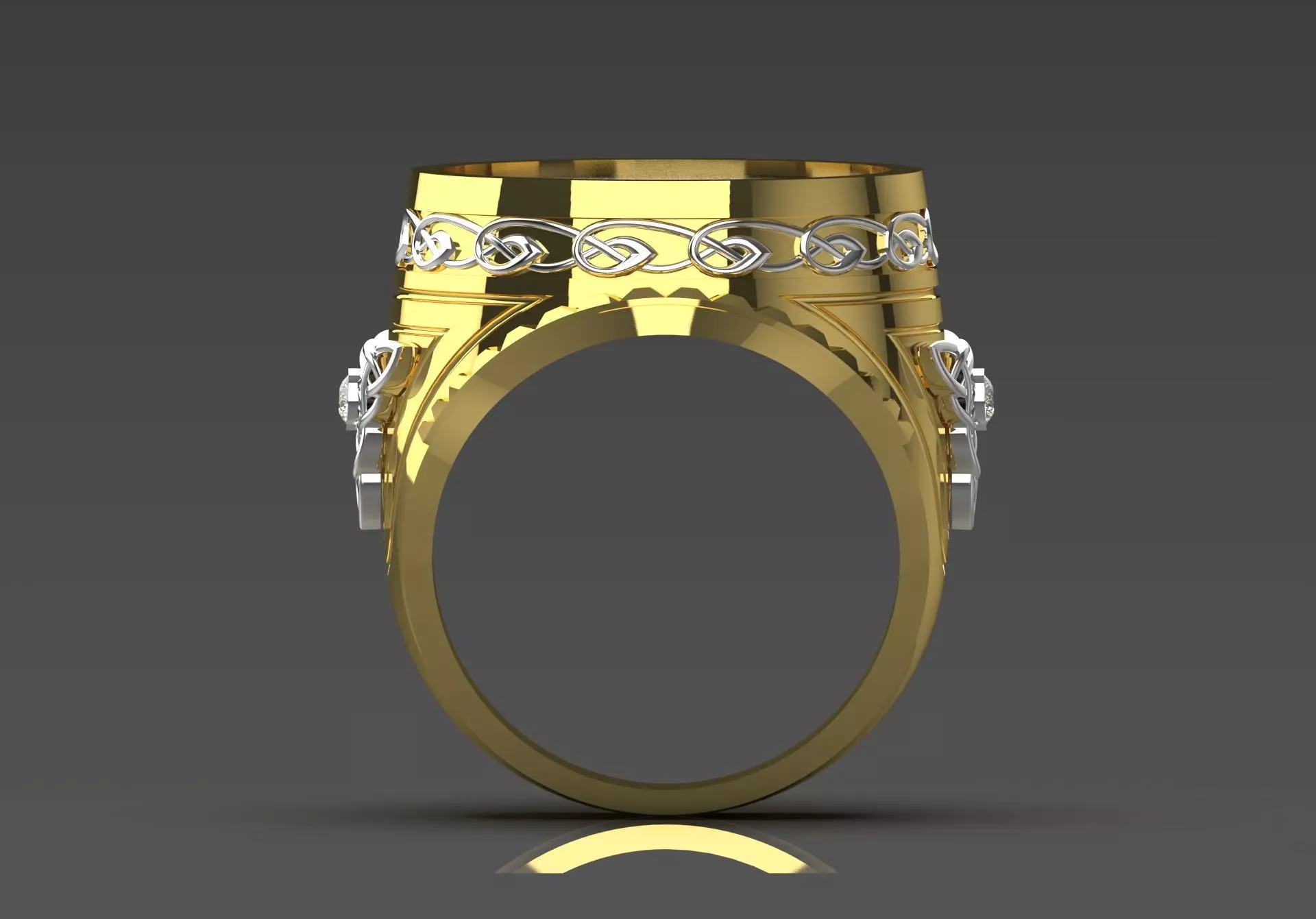 Black and Gold Contrast Mens stl 3d Ring Collection _14
