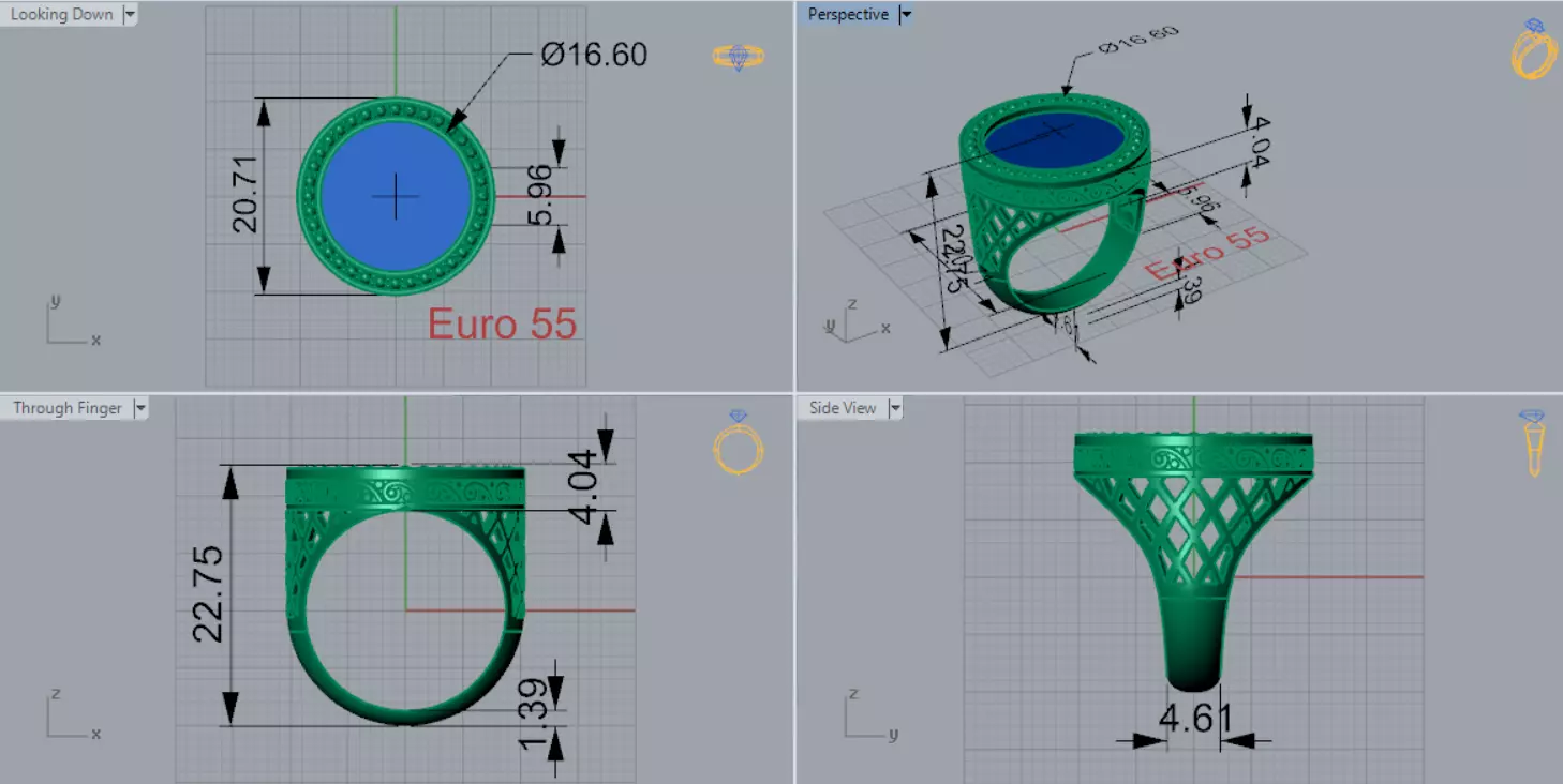 Black and Gold Contrast Mens stl 3d Ring Collection _31