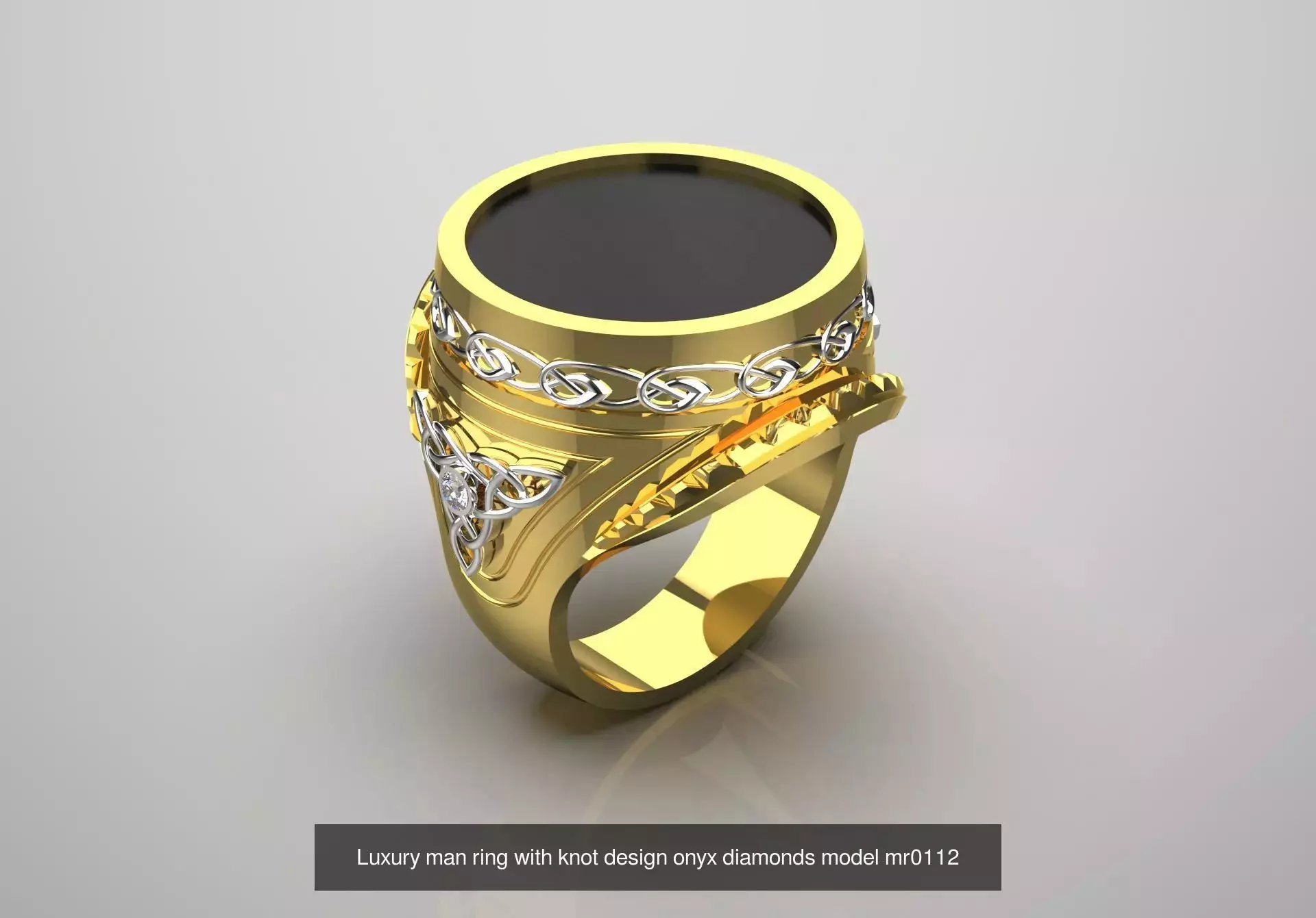 Black and Gold Contrast Mens stl 3d Ring Collection _1
