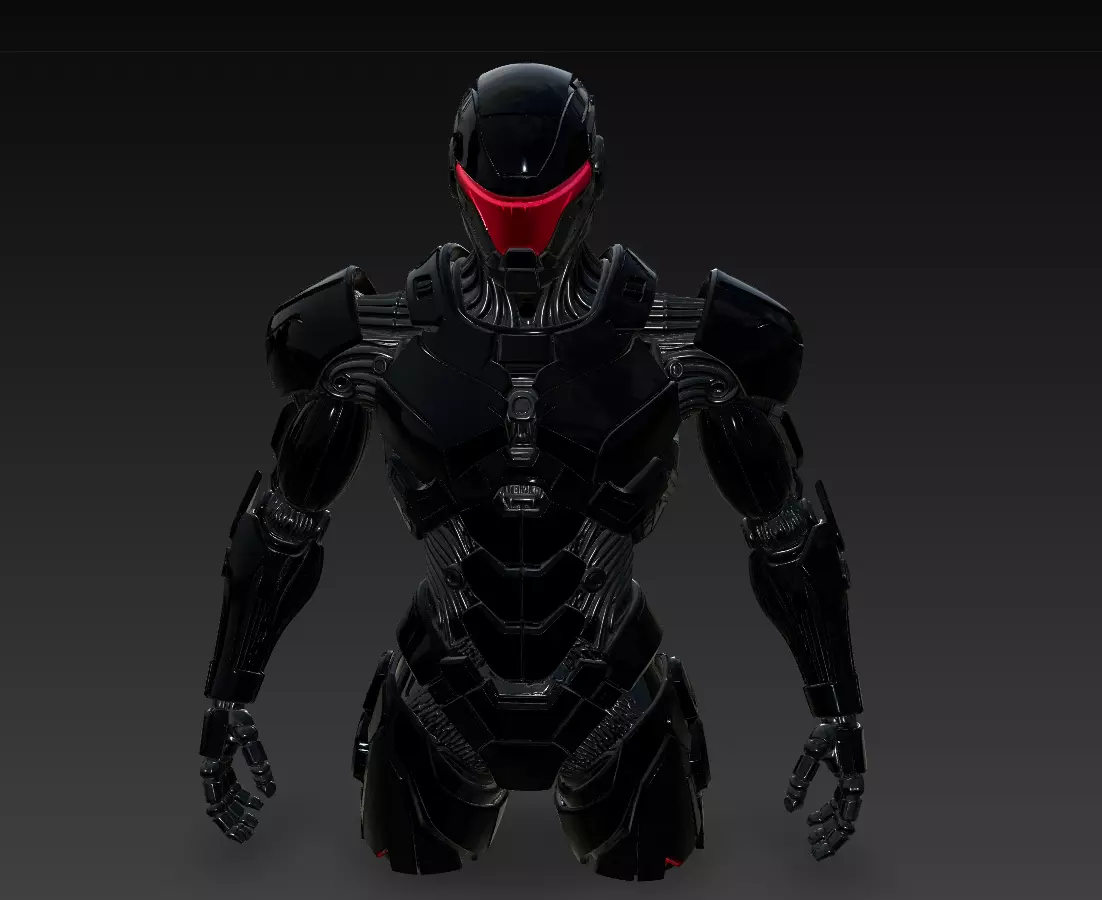 Night Sentinel - Futuristic Black Mech Bust 3D Model 3D print model