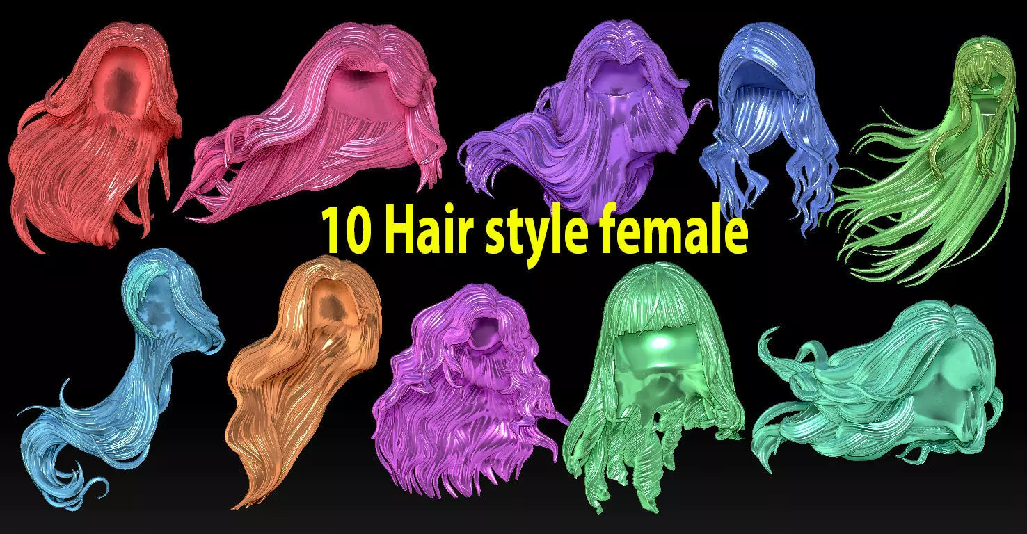 10 Hair style female 3D print model
