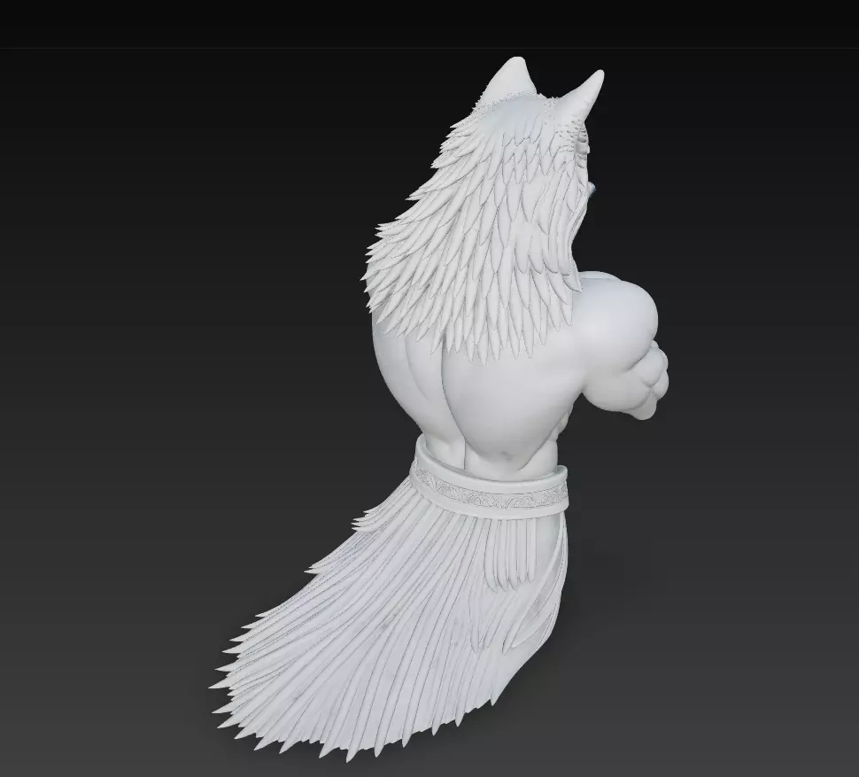 Alpha Wolf Warrior-  Mythic Beastman Sculpture 3D Model 3D print model_12
