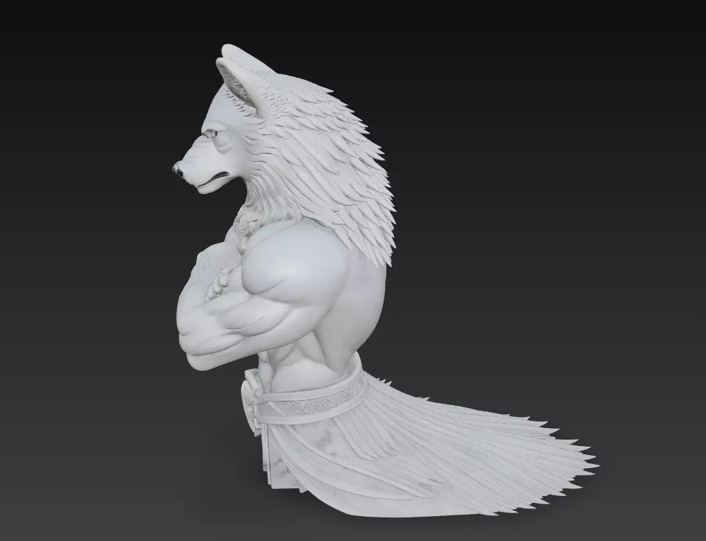 Alpha Wolf Warrior-  Mythic Beastman Sculpture 3D Model 3D print model_8