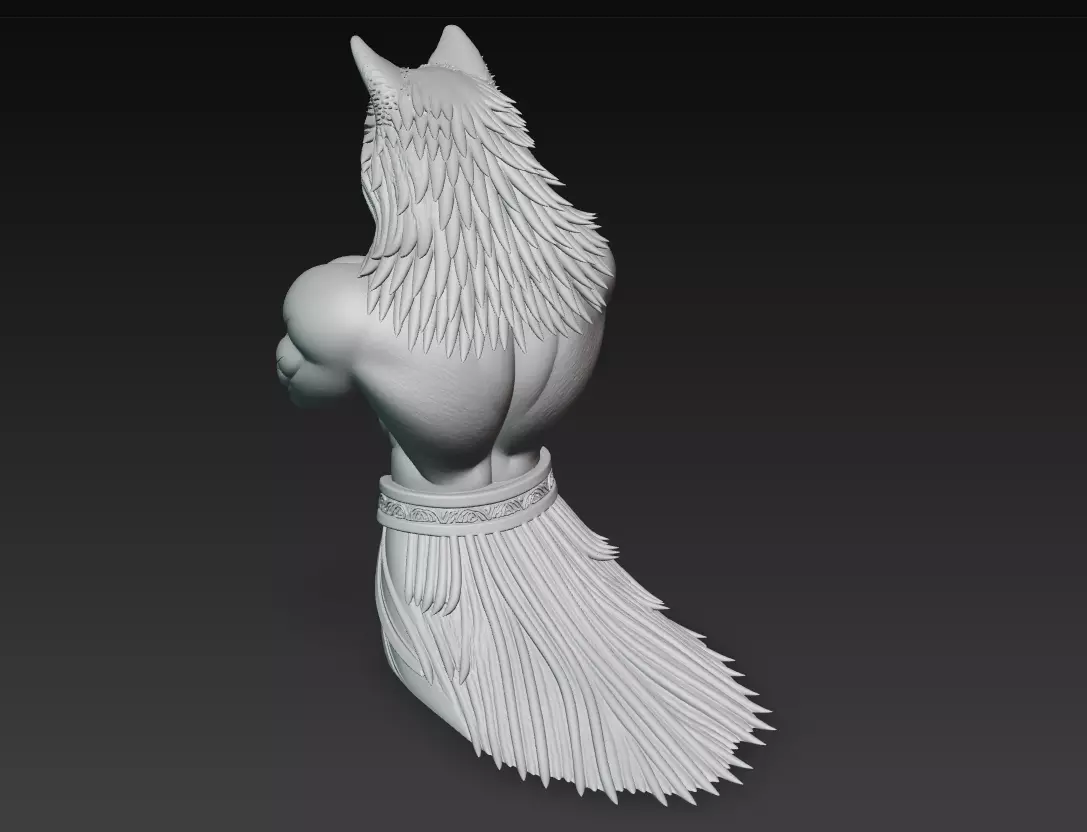 Alpha Wolf Warrior-  Mythic Beastman Sculpture 3D Model 3D print model_11