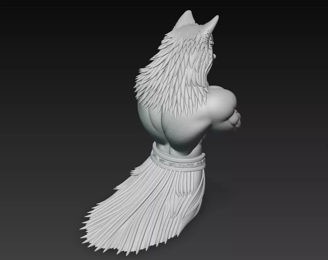 Alpha Wolf Warrior-  Mythic Beastman Sculpture 3D Model 3D print model_13