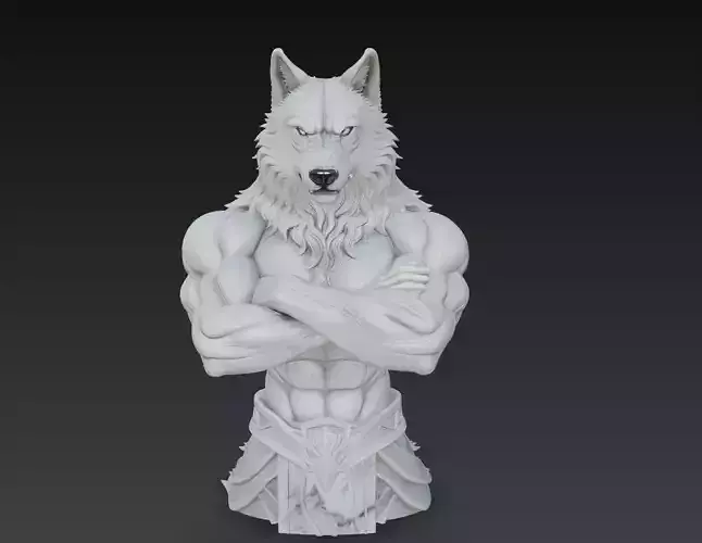 Alpha Wolf Warrior-  Mythic Beastman Sculpture 3D Model 3D print model