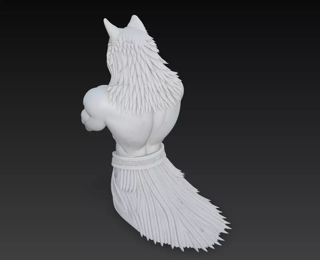 Alpha Wolf Warrior-  Mythic Beastman Sculpture 3D Model 3D print model_10