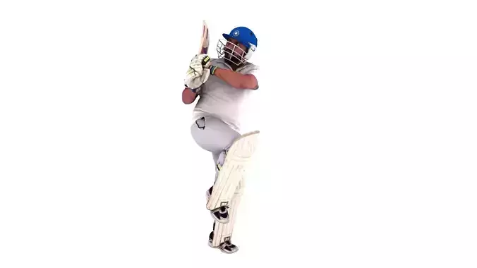 Cricket Player 3D Scanned Model Batting Action Pose Pull Shot
