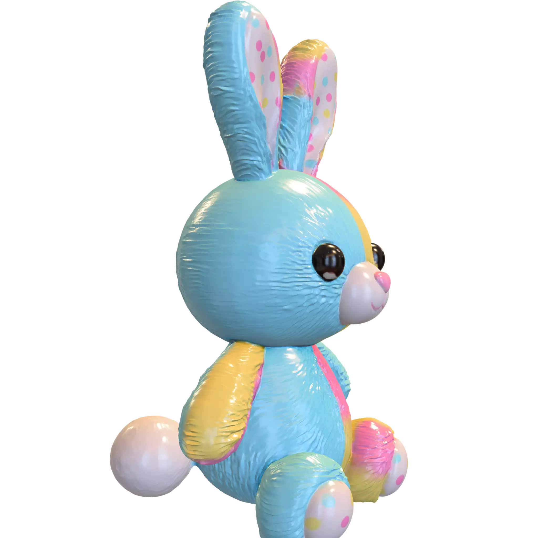 Pastel Patchwork Bunny Plush 3D model_4