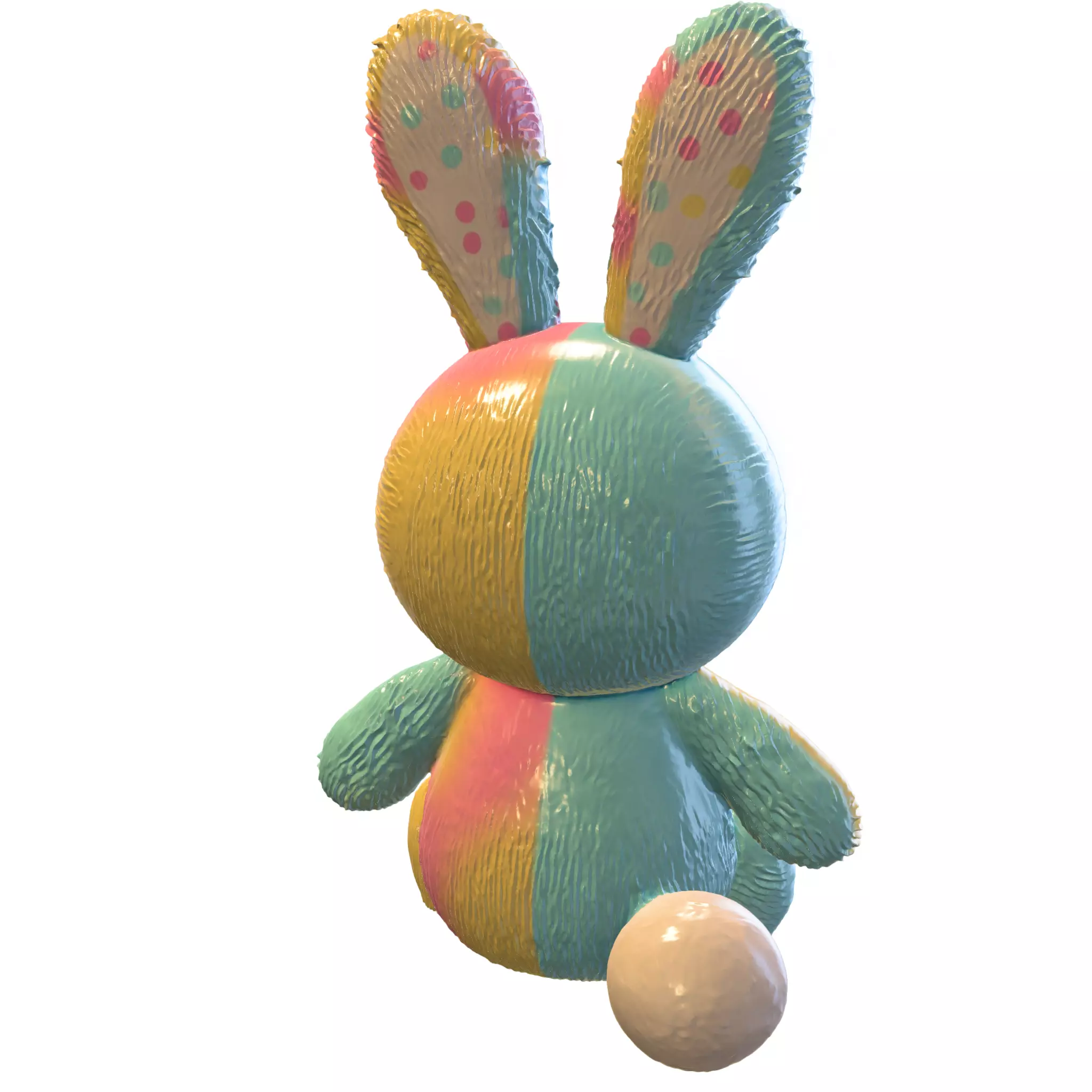 Pastel Patchwork Bunny Plush 3D model_2