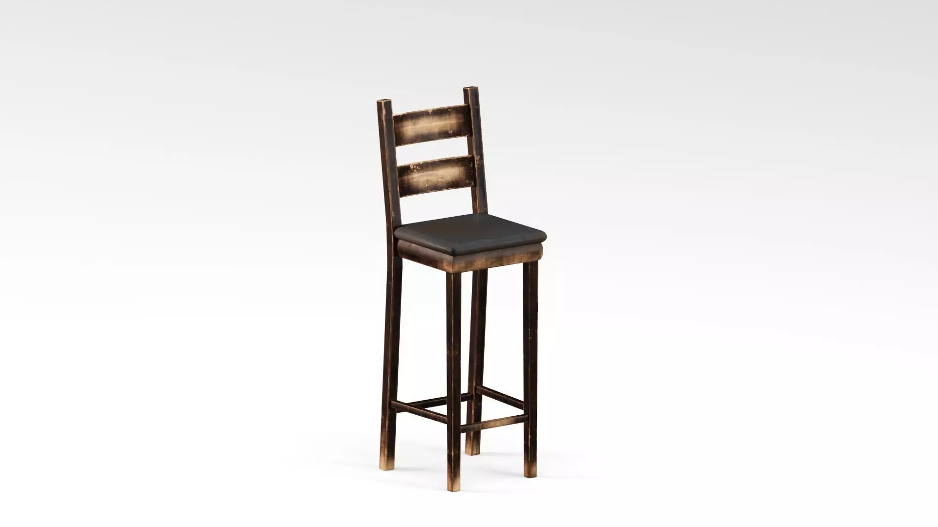 002341 Wooden Bar Stool Lowpoly Free low-poly 3D model